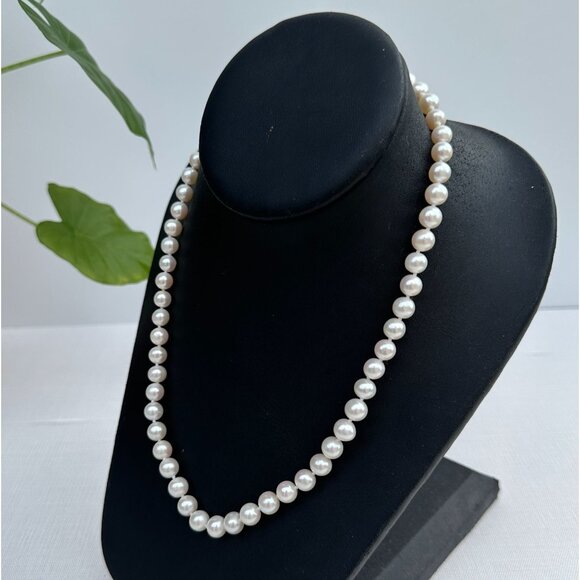 Cultured Pearl Necklace 16" Sterling - Picture 2 of 13